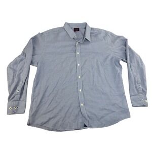 UNTUCKit Ansellmo Blue White Houndstooth Cotton Shirt XXL Regular 40318 Mens